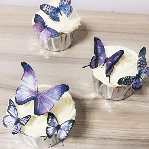 Décoration papillon sucre 72 pièces glaçage gâteau cupcake