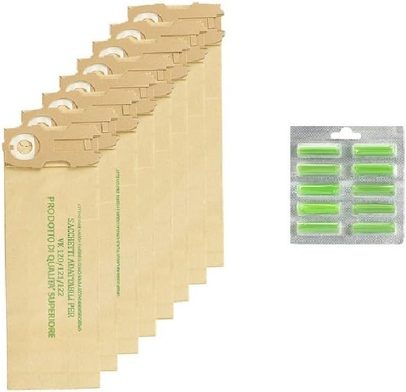 EVendix 10 Sacchetti Per Aspirapolvere Folletto Kobold - Compatibili Con VK 118, 119, 120, 121, 122 - Carta 2 Strati
