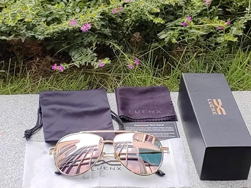 LUENX Aviator Sunglasses for Women Men Polarized Lens Trendy Sun Glasses - UV 400 Protection 60MM with Accessories Driving2