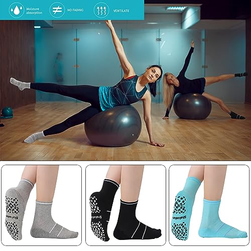 Image of Non Slip Pilates Socks with Grips for Yoga, Barre, Grippy, Hospital, Ballet for Women with Arch Support.