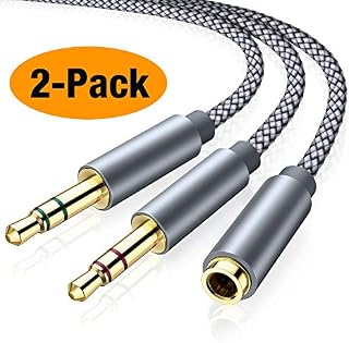 Headset Adapter, oldboytech Headphone Splitter [2-Pack,Nylon Braided,Hi-Fi Sound] 3.5mm Female to 2X 3.5mm