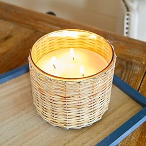 Field fleur 3 wick handwoven candle scented candle with a luxury home fragrance elegant holiday candle 21oz beach wood  urban country home decor