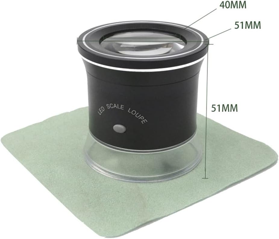 30X LED Scale Loupe Illuminated Magnifier with 6 White 3 Lights Re able Magnifying Glass Interchitcheable Reticle Scale for PCB Jewelry Coin Stamp que Textile Painting, with Zipper Bag