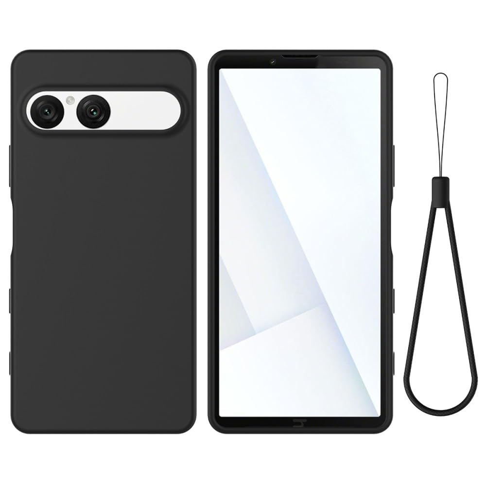 Coque Sony Xperia 10 V 5G 2023 silicone noir sangle anti-chute mains libres - 8