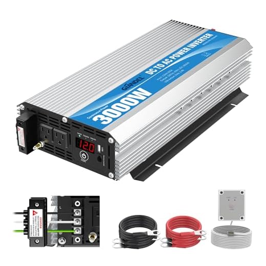 Modified Sine Wave Power Inverter 3000 Watt DC12 Volt to AC 120 Volt with Remote Control and LED Display Dual AC Outlets & USB Port for RV Truck Boat by GIANDEL