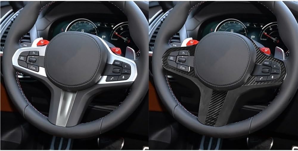 1pcs Car Steering Wheel Black Real Carbon Fiber Cover - No cut-outs tumbled leather Replacement Parts For BMW 567 Series X3X4 Series 2018-2019 Models Car Accessories