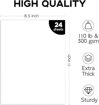 Goefun Heavy Weight 110lb White Cover Cardstock 24 Pack 8.5x11