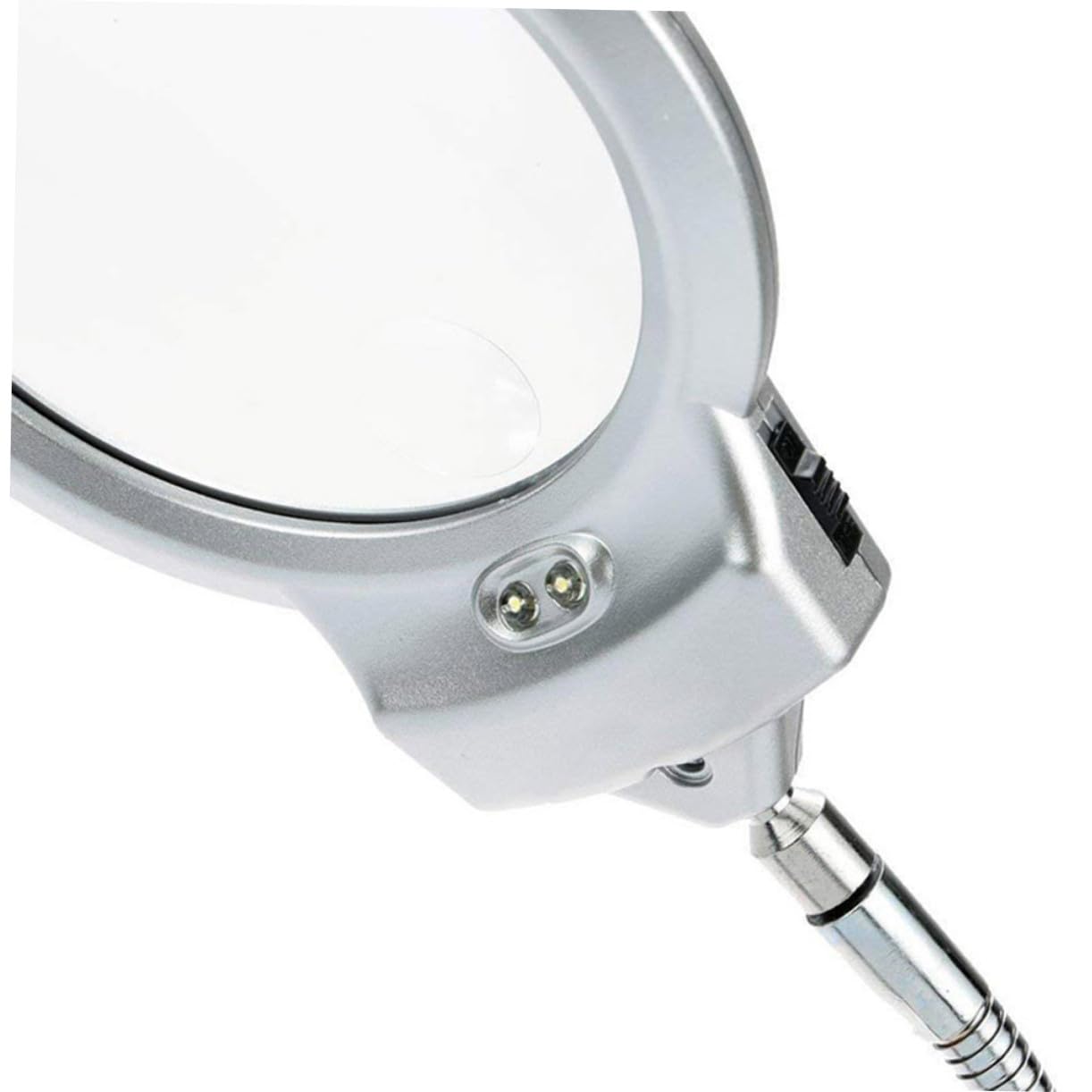 LED Lupenlampe mit Klemme, Flexibler Metall Schwanenhals | Kunststoff und Metall, Positionierbares Licht mit Vergrößerung, für Zuhause und Büro, 2 Batterien