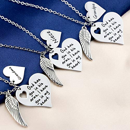 JoycuFF God Has You in His Arms I Have You in My Heart Memorial Gifts for Loss of Loved One Stainless Steel Silver Pendant Necklace Sympathy Gifts for Women Sister4