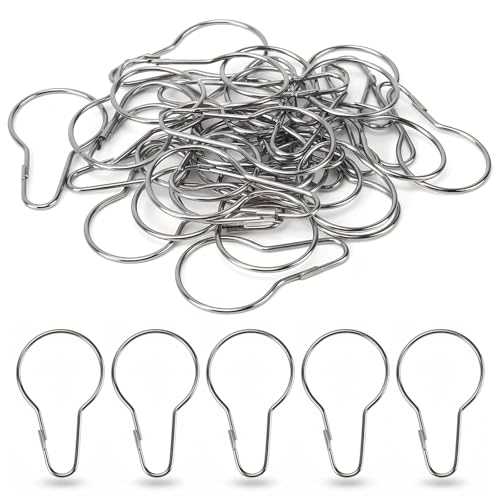60 Ganci per Tenda da Doccia in Acciaio Inossidabile, Anelli da Doccia Forma di Zucca Resistenti alla Ruggine, Anello Portatenda con Chiusura per Bagno Camera da Letto Armadio