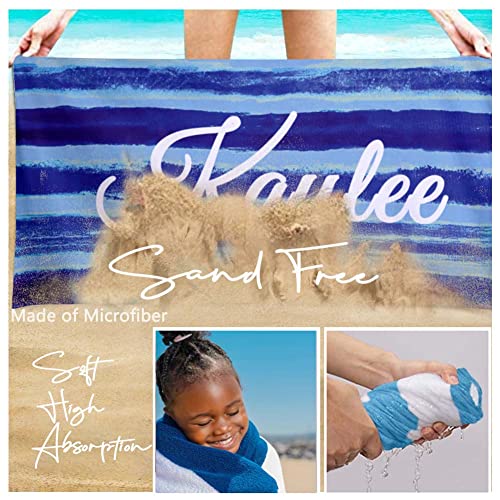 Dayofshe Personalized Name Beach Towels For Kids-Microfiber Super Absorbent Swimming Pool Towels 30”X60” For Girls Boys,Or Women Bachelorette Party Gifts #TOP3