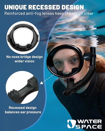 Water Space Equipo de Snorkel para Buceo para Mujeres y Hombres Set de Máscara con Tubo Seco miniatura 5