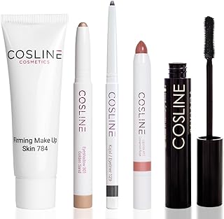 COSLINE Starter-Set, Make-up-Set, Schminken für Anfänger, Kosmetik-Grundausstattung, Ideal als Geschenkset, Für Grundierung, Augen, Lippen, Made in Germany