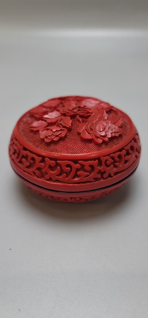 茶道具 唐物 堆朱 刻花紋 香合中国美術 茶道具 唐物 堆朱 刻 草花紋
