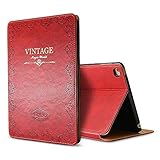 iPad Mini 4 Vintage Pattern Protective Case, Miniko(TM) [Book Style] Classic Case Cover Vintage Premium PU Leather Smart Case Auto Sleep Wake Slim Fit Multi Angle Stand for Apple iPad Mini 4 Red