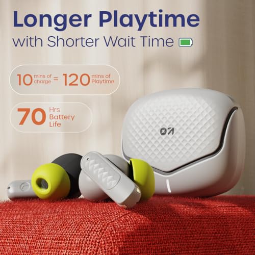 Image of GOBOULT Z40 V2.0 with 70H Playtime, Quad Mic ENC, 45ms Low Latency, 13mm Bass, Legacy Continues, IPX5, Bluetooth 5.4, TWS Truly Wireless in Ear Earbuds (Arctic Blue) (Onyx Grey)