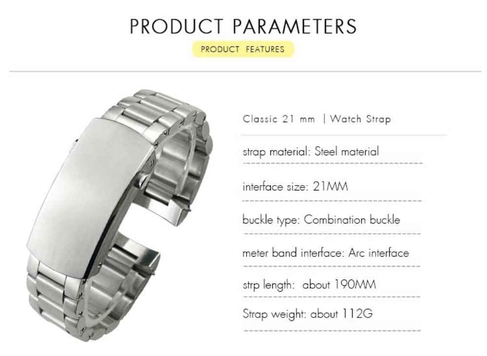 Cinturini per Orologi in Acciaio Inossidabile 904l da 21 mm Adatti per Cinturino da Uomo in Argento Massiccio 600 GMT