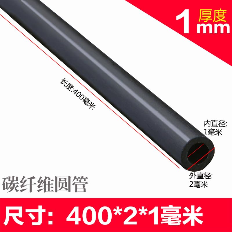 Kohlefaser-Rundrohr, 4 stücke Hohl Carbon Fiber Rohr Carbon Stange 2mm 3mm 4mm 5mm 6mm for Kite RC flugzeug Modellflug Material Hubschrauber Rohr(400x2x1mm)