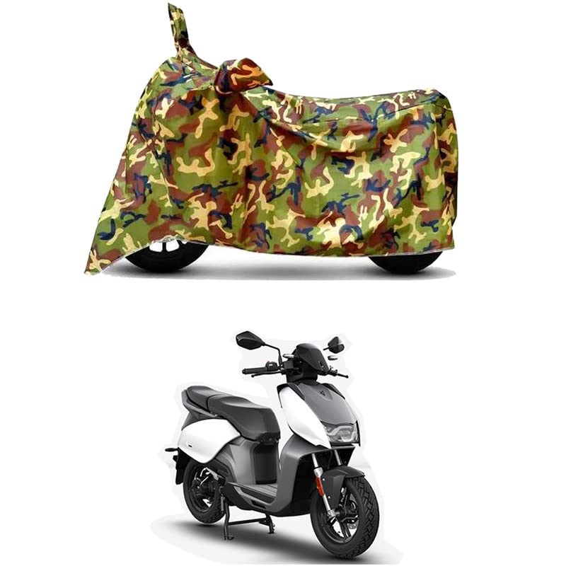 Image of Waterproof 100% PVC Coated Bike Scooty Two Wheeler Body Cover Compatible for Hero Electric V1 Pro /UV-Rays /Heat Protection /Birds Dropping /Scratchproof /Dust Proof [6X6 Jungle Print]