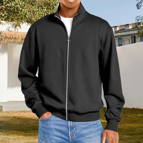 Men's Fleece Jackets Lightweight Long Sleeve Zip Up Coats Casual Loose Slim Fit Winter Warm Coat Outdoor