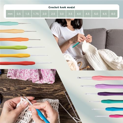 Yarniss Crochet Kits with Yarn,1120 Yards Soft Crochet Skeins, 12 Size Ergonomic Crochet Hooks with Portable Crochet Bag,Black by Yarniss - Image 4