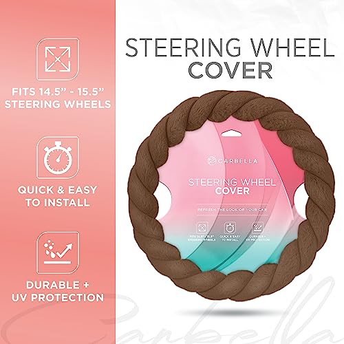 Carbella Twisted Fur Brown Soft Steering Wheel Cover, Standard 15 Inch Size Fits Most Vehicles, Fuzzy Fluffy Car Steering Cover with Soft Faux Fur Touch, Car Accessories for Women by Carbella - Image 2