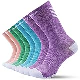 DOVAVA Socken Damen & Herren 4 Paar, Kompressionsstrümpfe 15-20mmHg für Sport Laufen Flug (38-42, Violett, Blau, Grün, Rosa)
