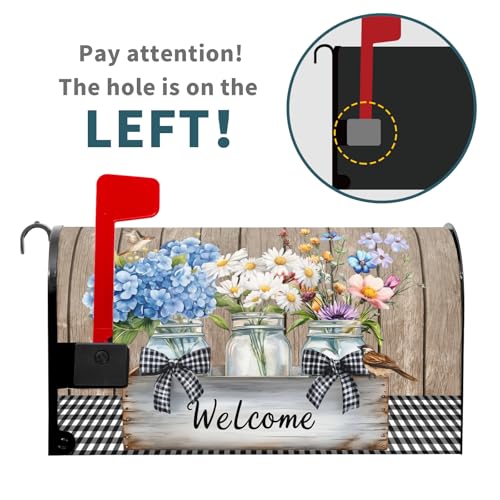 Image of Spring Floral Mailbox Covers Magnetic Standard Size 21 X 25.5 Inch Bird Flower Magnetic Mailbox Cover Wildflowers Mailbox Wraps Post Box Cover Decoration Outdoor Garden Home Yard Outside