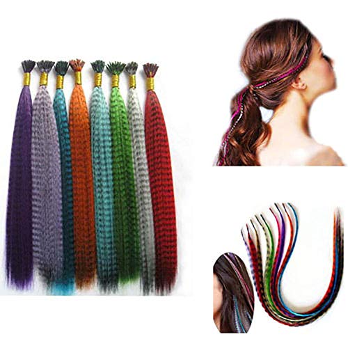 Mixed color Synthetic Feather Hair Extension Kit Multi Mixed color 50 Micro Beads & hook Tool kits-18pcs