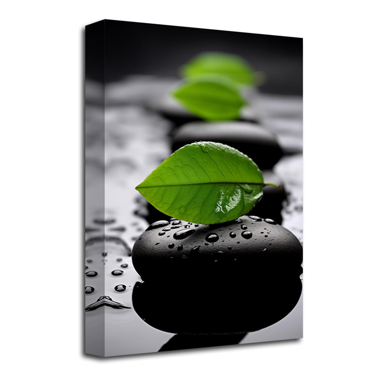 Amazon.com: LZIMU Zen Canvas Wall Art Green Leaves and Pebble