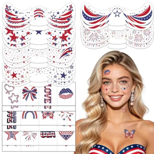 BobowynTat Glitter 4th of July Freckles Face Tattoos