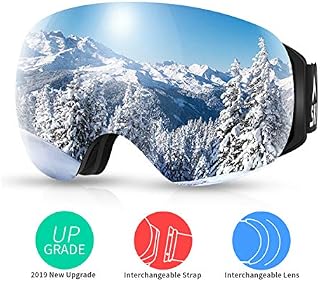 SKL Ski Goggles Over Glasses Snowboard Goggles for Men Women Youth, Frameless UV400
