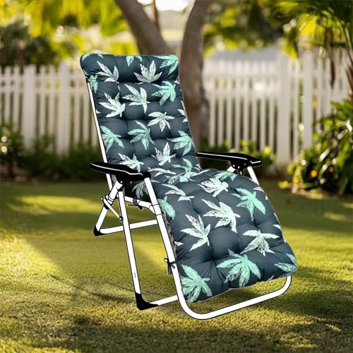 GOZYLA High Back Sun Lounger Replacement Cushion: 170x53 cm Padded Soft Non Slip Ties Outdoor Indoor Use for Reclining Garden Chair Patio Beach Porch Furniture (Dark Green, 170x53x8cm)