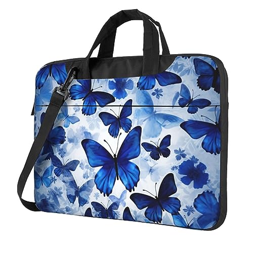 Sac pour ordinateur portable imprimé papillons bleus grande capacité