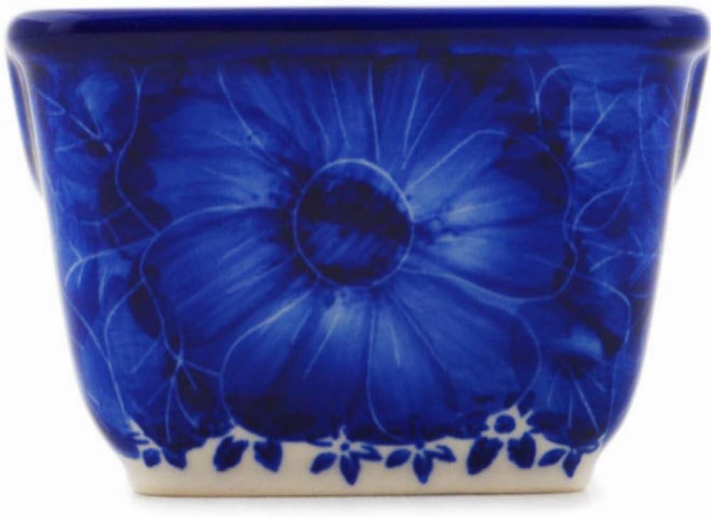 Polmedia Polish Pottery Sugar Packet Holder UNIKAT - Divine Cobalt Pattern Handmade in Boleslawiec Poland by Ceramika Bona + Certificate of Authenticity