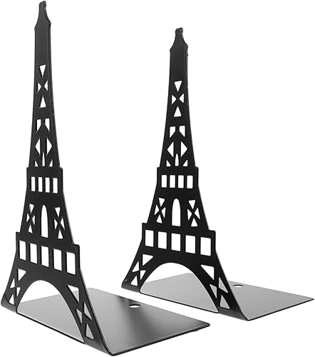 SAFIGLE Sujetalibros de metal con forma de torre: soportes decorativos negros para libros para estantes, sujetalibros decorativos con almohadillas