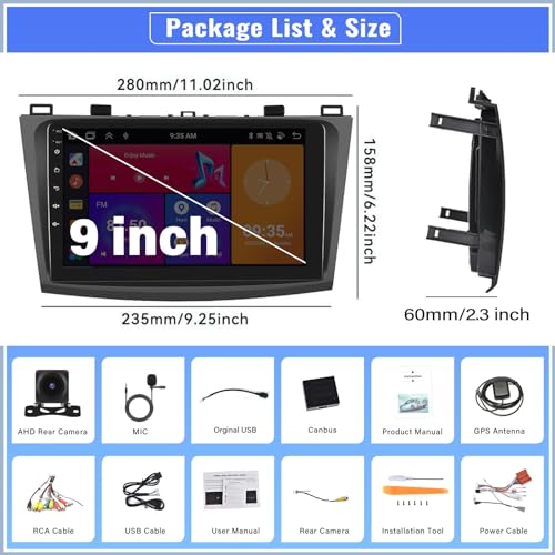 UNITOPSCI Android 13 estéreo automotivo para Mazda 3 2009-2013, 4G + 64G 8 núcleos sem fio Apple Car