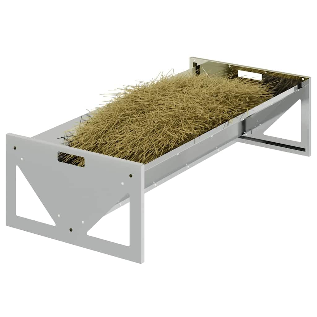 Comederos para animales de granja de acero galvanizado, resistente a la intemperie, comederos para interiores y exteriores, 108 x 50 x 28 cm, con capacidad de 10 kg, duradero, resistente