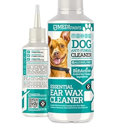 MediPaws Ear Cleaner for Dogs | Dog Ear Wax Remover & Calms Dog Itchy Ears | Perfect Dog Ear Cleaner For Smelly Ears | Fast Acting, Easy-To-Clean Formula | Natural Ear Cleaning Solution For Dogs