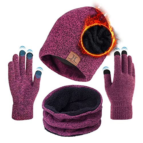 TMEOG Bufanda Gorro Guantes para Hombre Invierno Regalos para Hombre Mujer Unisexo Set de Bufanda Conjunto de Guantes de Punto BufaSombrero de Invierno Gorras Con Bufanda (Rosa) Cover
