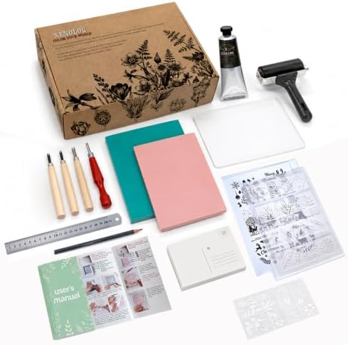 Xenolog Block Printing Kit - Complete Stamp Making Set with Lino ...