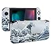 eXtremeRate Kit de Coques avec Kit de Boutons pour Nintendo Switch Console & Switch Joycons,DIY Housse de Remplacement pour Switch Console-La Grande Vague de Kanagawa