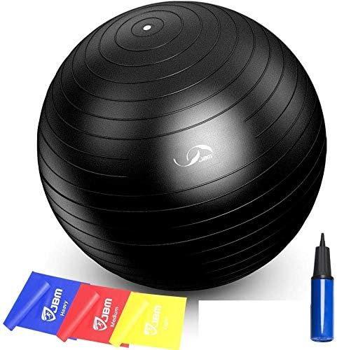JBM Exercise Yoga Ball with Free Air Pump 200 lbs Slip-Resistant Yoga Balance Stability Swiss Ball