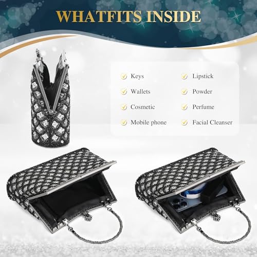 Image of UBORSE Women Vintage Floral Beaded Rhinestone Embroidery Clutch Evening Handbag Wedding Party Purse Vintage Bags