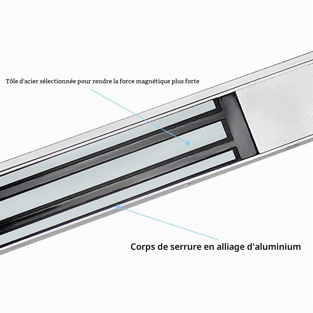 Serrure électromagnétique Contrôle d'accès 280 kg Force de maintien Serrure de porte électromagnétique DC12 V Mode NC de sécurité intégrée pour système de sécurité électrique Porte simple