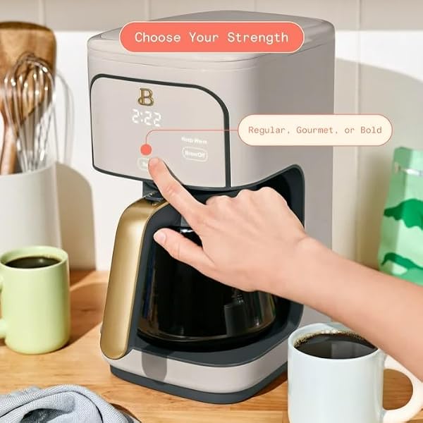 Beauti Coffee Maker 12 cup Programmable, Brewing Versatility, Advanced Programming, 1200 W, Keep Warm mode (Porcini Taupe) - 4
