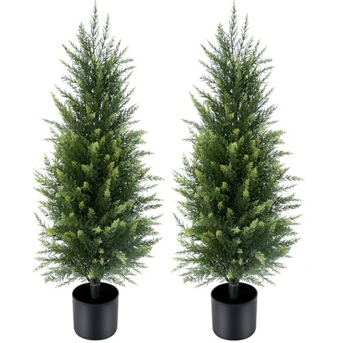 Niaone Artificial Cedar Topiary Trees 3FT, Set of 2 –