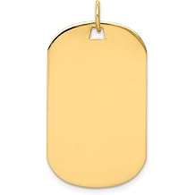 14k Yellow Gold Dog Tag Pendant for Men or Unisex Wear, Polished Blank Military Style Identity Charm for Custom Engraving, Minimalist Real Gold Necklace with Simple Modern Design, Everyday Jewelry