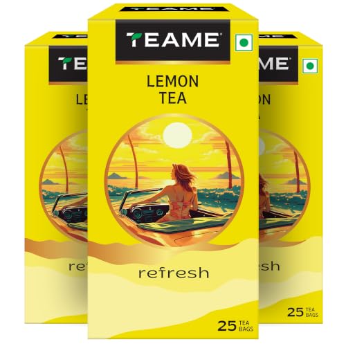 Image of TE-A-ME Black Lemon Tea 25 Tea Bags (Pack of 3) | Black Tea Bags | Lemon 75 Teabags