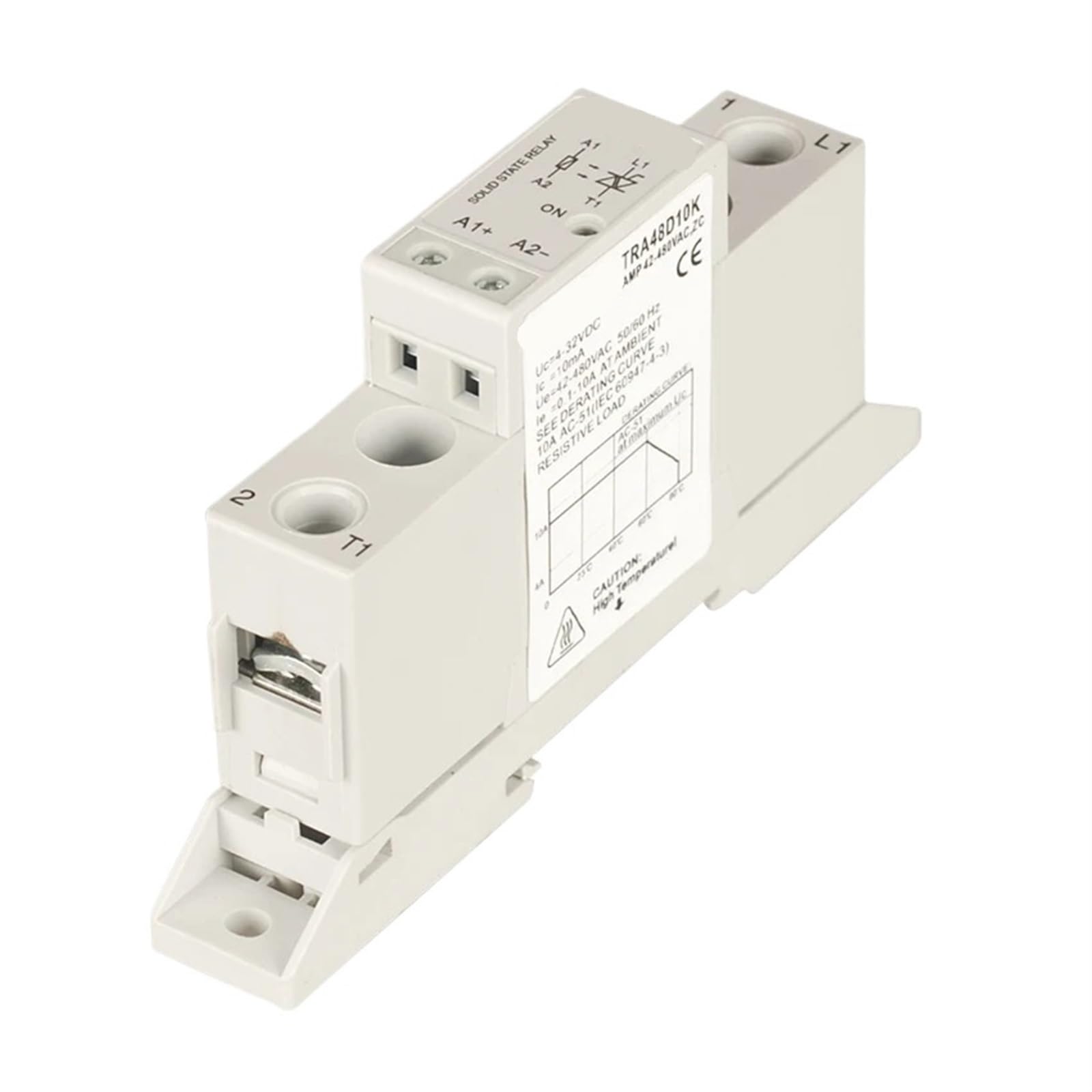 TRA48D10K AC SSR Solid State Relay Din Rail Holder 10A 42-480VAC Ouput Input 5V 12V 24V 32VDC LED Signal Remote Control Relay Industrial Electrical Relays